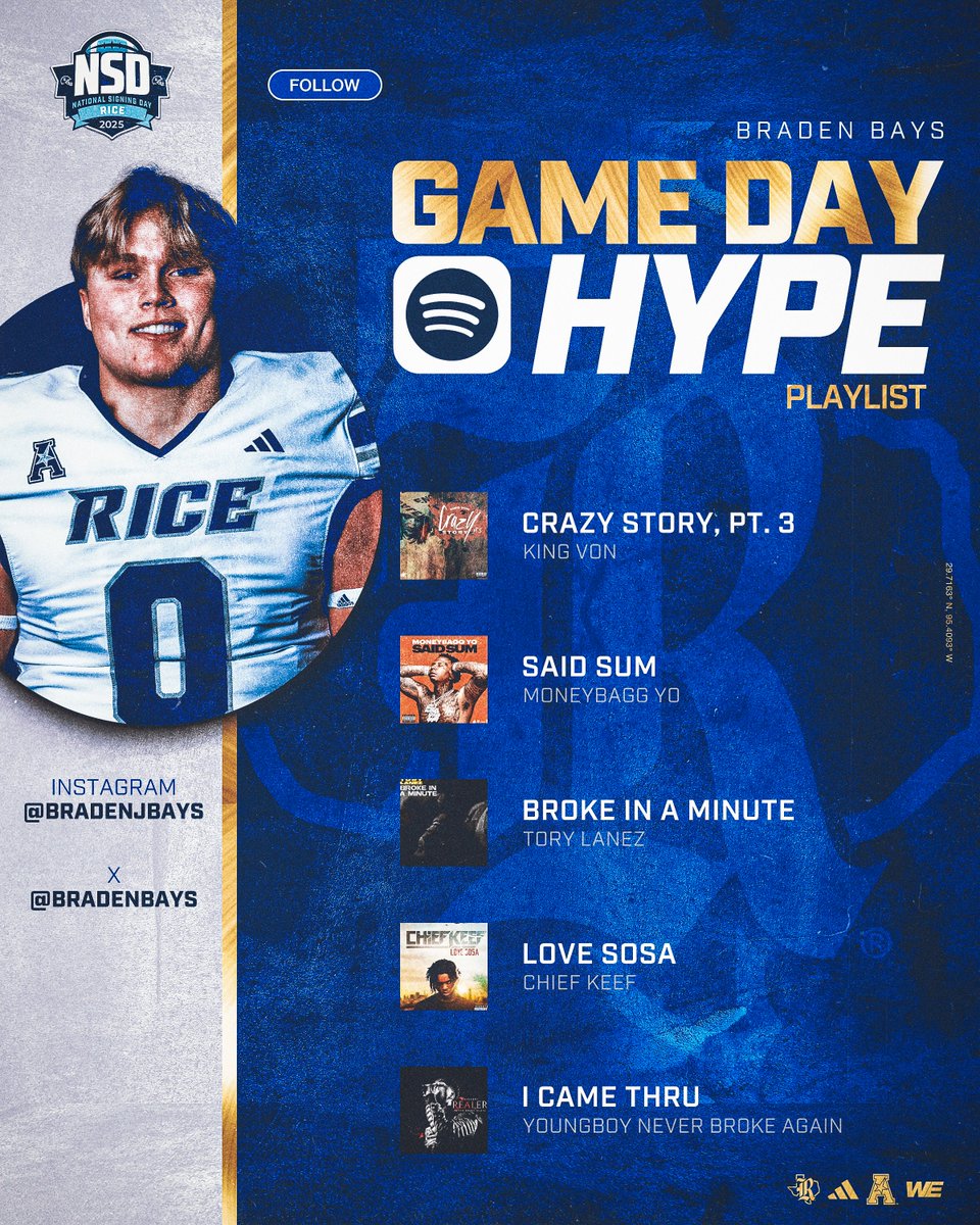 RiceFootball's tweet photo. Just got Tougher in the Trenches 😈

✍️ » Braden Bays 
🏠 » Boerne, TX
🏈 » DL

#PARLIAMENTXXV https://t.co/b8AYMob7wK