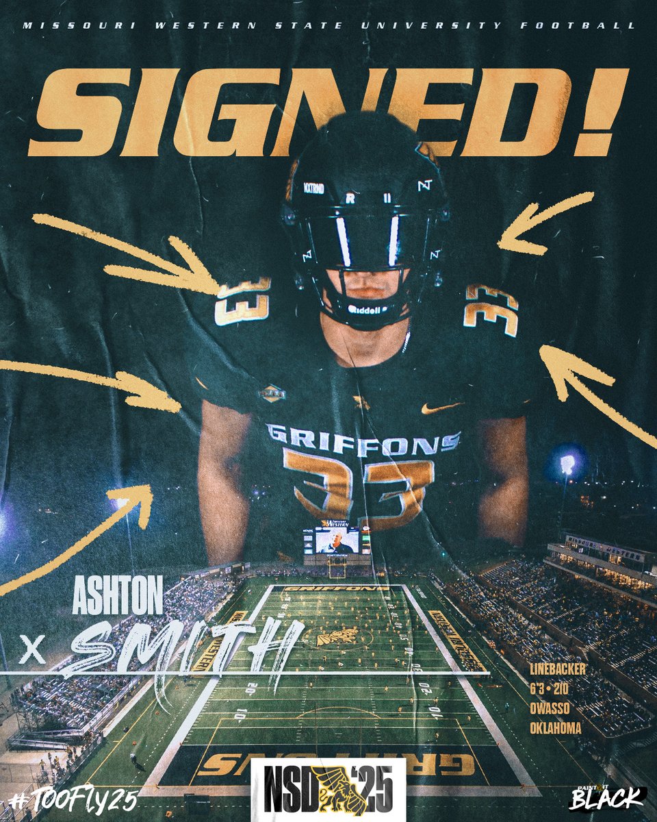 Missouri Western Football (@mwsu_football) on Twitter photo ๐ข๐ฒ๐ฐ๐ท๐ฎ๐ญ โ๏ธ 
Welcome to the Griffon Black & Gold, Ashton Smith (<a href="/1ashtonsmith/">Ashton Smith</a> )
 
๐Linebacker | 6-3 | 210 
๐Owasso OK
๐ซOwasso HSโก๏ธMWSU  
๐hudl.com/profile/176791โฆ
 #TOOFLY25 | #NSD25 ๐ข๐ฒ๐ฐ๐ท๐ฎ๐ญ โ๏ธ 
Welcome to the Griffon Black & Gold, Ashton Smith (<a href="/1ashtonsmith/">Ashton Smith</a> )
 
๐Linebacker | 6-3 | 210 
๐Owasso OK
๐ซOwasso HSโก๏ธMWSU  
๐hudl.com/profile/176791โฆ
 #TOOFLY25 | #NSD25