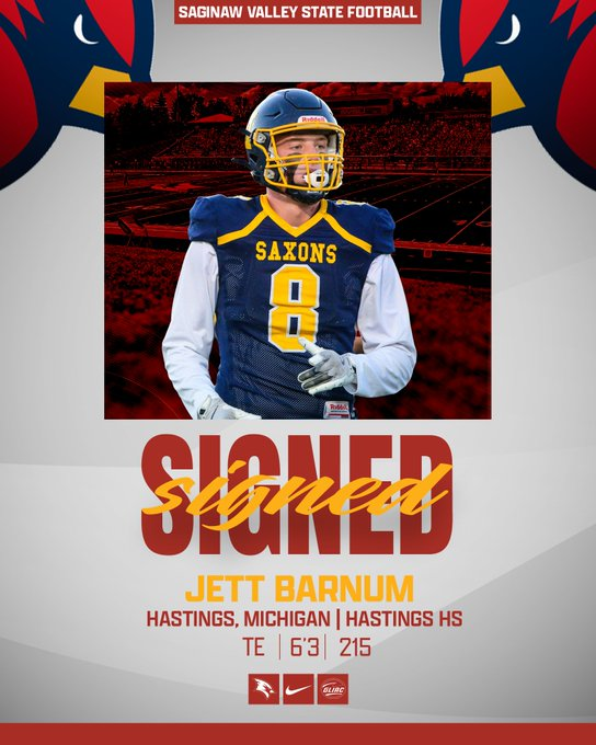 The D Zone (@thed_zone) on Twitter photo Hastings 2025 WR Jett Barnum has signed with Saginaw Valley State
football.thedzone.com/players/jett-b…
<a href="/jett_barnum/">Jett Barnum</a> <a href="/SaxonFball/">Saxon_Fball</a> <a href="/svsu_football/">SVSU Football</a> Hastings 2025 WR Jett Barnum has signed with Saginaw Valley State
football.thedzone.com/players/jett-b…
<a href="/jett_barnum/">Jett Barnum</a> <a href="/SaxonFball/">Saxon_Fball</a> <a href="/svsu_football/">SVSU Football</a>