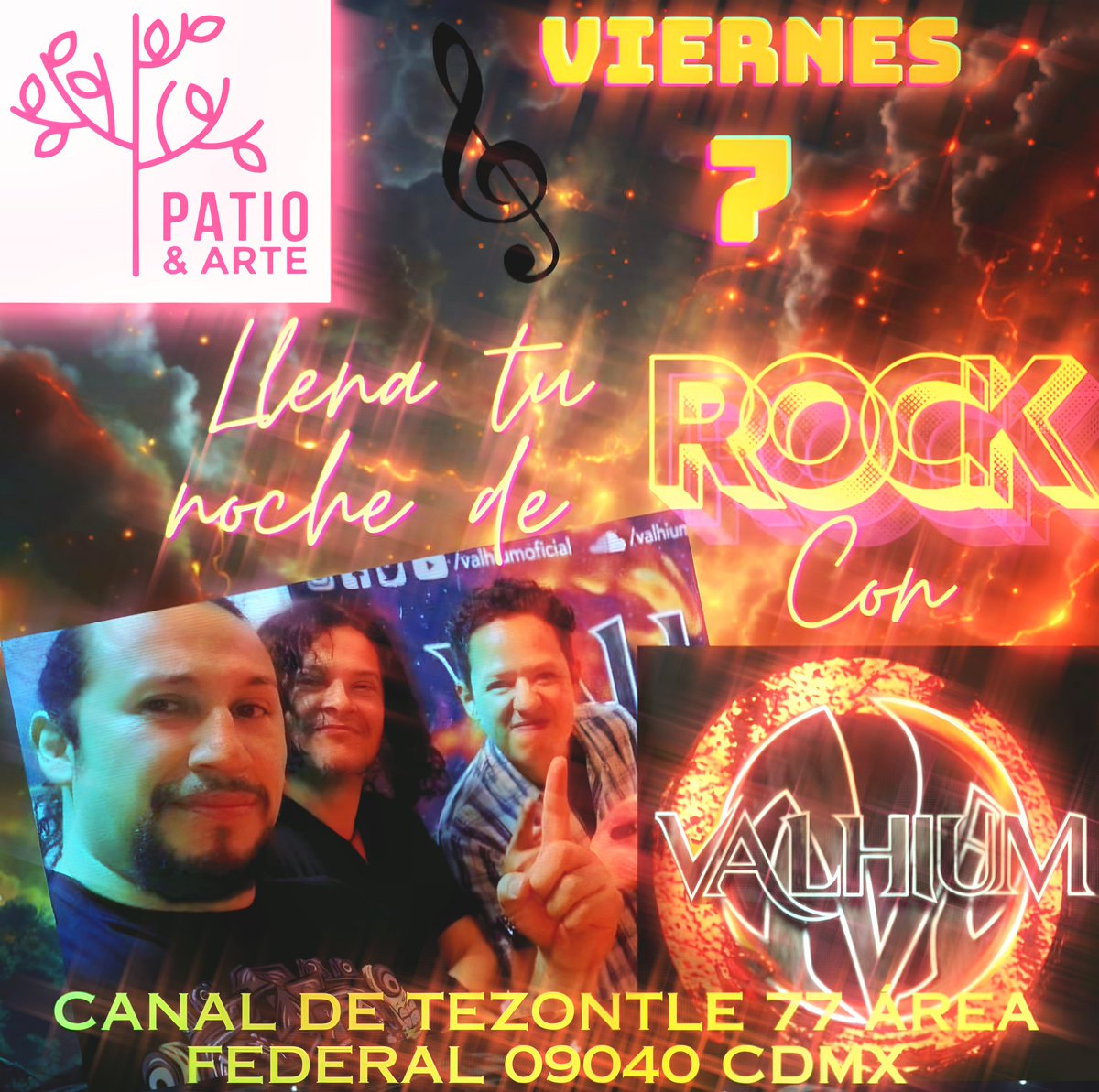 ValhiumOficial's tweet photo. Los esperamos este VIERNES 7 de Febrero en @patioyarte Canal de Tezontle#77 casi enfrente de #parqueTezontle #rock #coversong #Sismo #nadiedicenada #elultimoviernes #cerveza #buenambiente #siguenos https://t.co/IlqEIs8r5m