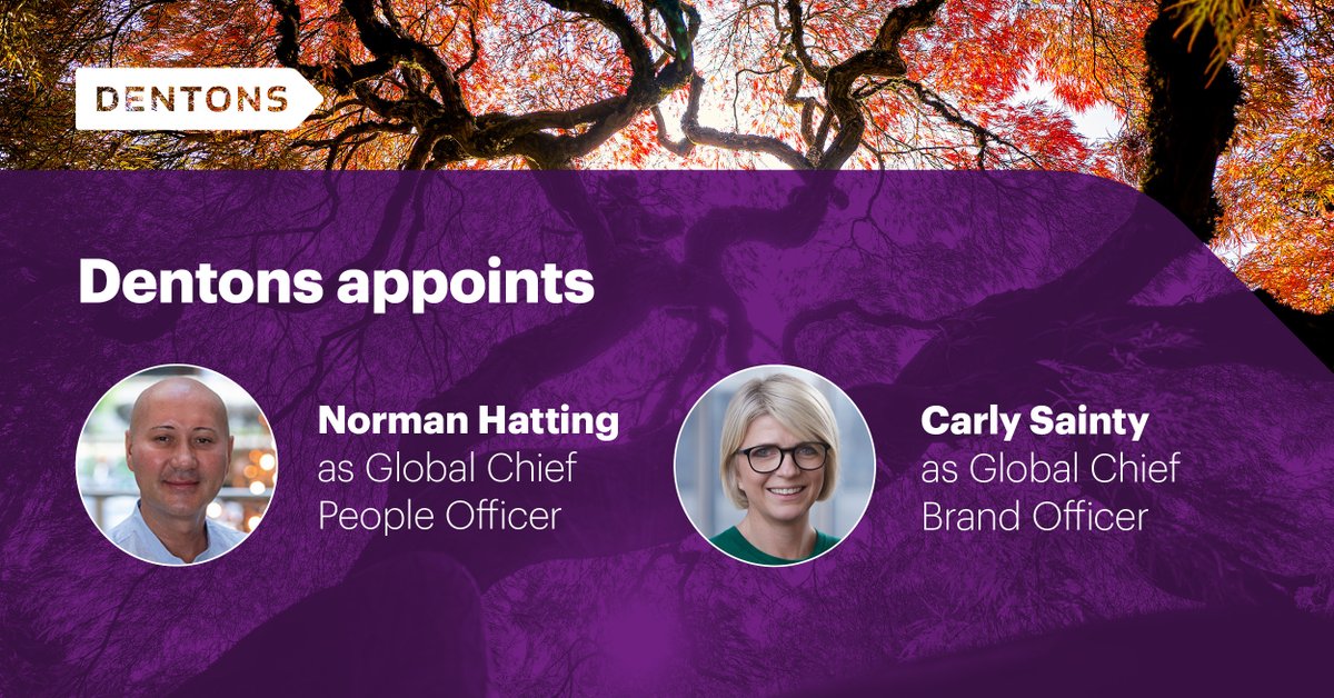Dentons appoints Carly Sainty as Global Chief Brand Officer and Norman Hatting as Global Chief People Officer dentons.com/en/about-dento…