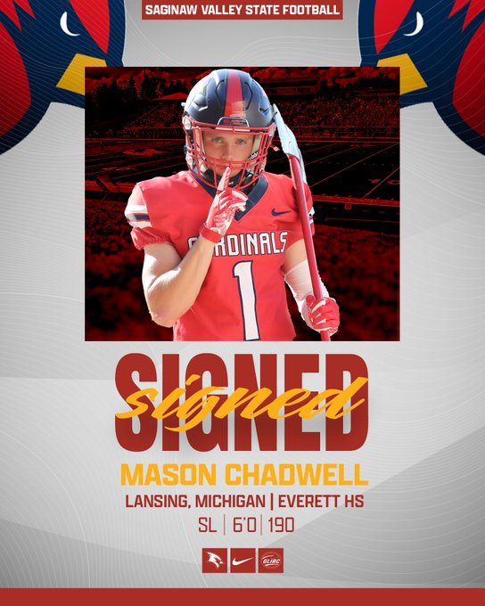The D Zone (@thed_zone) on Twitter photo Lansing Everett 2025 WR Mason Chadwell has signed with Saginaw Valley State
football.thedzone.com/players/mason-โฆ
<a href="/Mason_Chadwell/">Mason Chadwell WR 2025</a> <a href="/everettvikings/">Everett Athletics</a> <a href="/EverettVikingFB/">Lansing Everett Football</a> <a href="/svsu_football/">SVSU Football</a> Lansing Everett 2025 WR Mason Chadwell has signed with Saginaw Valley State
football.thedzone.com/players/mason-โฆ
<a href="/Mason_Chadwell/">Mason Chadwell WR 2025</a> <a href="/everettvikings/">Everett Athletics</a> <a href="/EverettVikingFB/">Lansing Everett Football</a> <a href="/svsu_football/">SVSU Football</a>