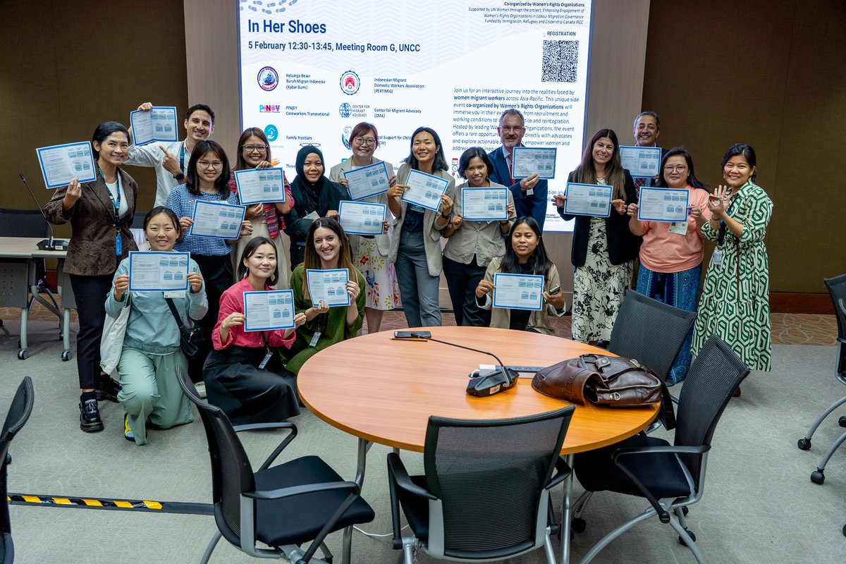 unwomenasia's tweet image. "In Her Shoes" explored the realities of women migrant workers in Asia-Pacific, from recruitment to reintegration, told by women migrant workers themselves.

Thanks @IRCC for your support! Co-organised by WROs, fostered dialogue and explored solutions.  #APMigration #ForMigration