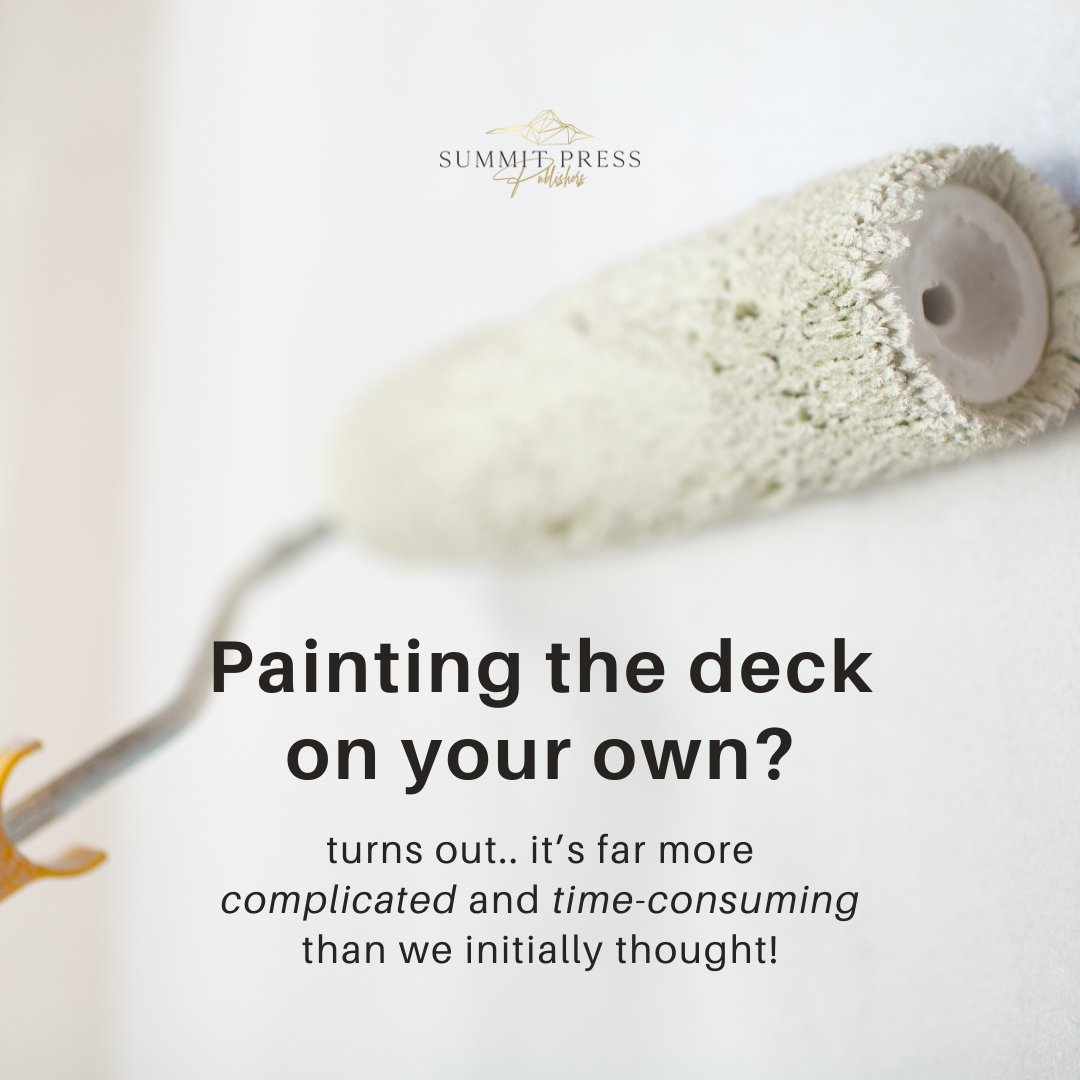 summit_press's tweet image. Walt and I planned to paint our deck 'over the weekend'.

Long story short—it required way more patience and time than we had.

I share more about this epic story in this week's blog.

Link in our bio!

#WritingLessons #BookWritingJourney #LifeLessons #Storytelling #DIYChallenges