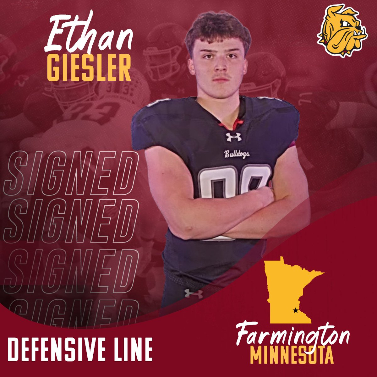 UMD Football (@umd_football) on Twitter photo Signed...✍️
The 6'2" DL <a href="/GieslerEthan/">Ethan Giesler</a> from Minnesota is officially a 🐶
#EarnIt | #NSD25 Signed...✍️
The 6'2" DL <a href="/GieslerEthan/">Ethan Giesler</a> from Minnesota is officially a 🐶
#EarnIt | #NSD25
