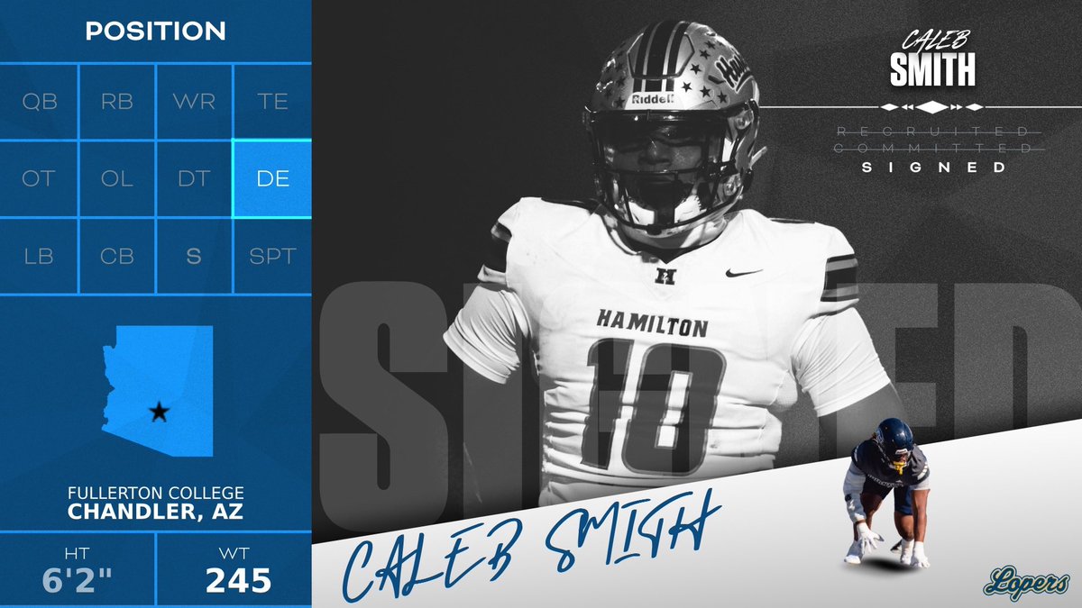UNK Football (@unk_football) on Twitter photo AZ —> CA —> NE. Another strengthening the DE room. Welcome, <a href="/CalebSmith06/">Caleb S. Smith</a> to the Loper family.
#TeamOverMe AZ —> CA —> NE. Another strengthening the DE room. Welcome, <a href="/CalebSmith06/">Caleb S. Smith</a> to the Loper family.
#TeamOverMe