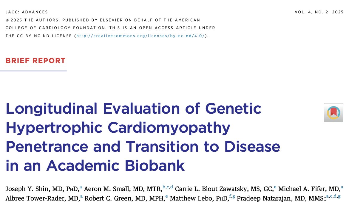 Pradeep Natarajan (@pnatarajanmd) on Twitter photo Our paper led by J. Shin <a href="/MGHCVFellows/">MGH Cardiology Fellows</a> & <a href="/AeronSmallMD/">Aeron Small</a> <a href="/BrighamFellows/">Brigham & Women's CV Fellows</a> evaluating the longitudinal penetrance of HCM alleles in the <a href="/MassGenBrigham/">Mass General Brigham</a> Biobank sciencedirect.com/science/articl⦠<a href="/JACCJournals/">JACC Journals</a> #JACCAdv Our paper led by J. Shin <a href="/MGHCVFellows/">MGH Cardiology Fellows</a> & <a href="/AeronSmallMD/">Aeron Small</a> <a href="/BrighamFellows/">Brigham & Women's CV Fellows</a> evaluating the longitudinal penetrance of HCM alleles in the <a href="/MassGenBrigham/">Mass General Brigham</a> Biobank sciencedirect.com/science/articl⦠<a href="/JACCJournals/">JACC Journals</a> #JACCAdv