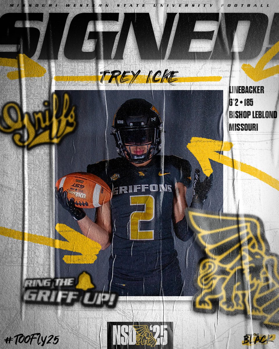 𝓢𝓲𝓰𝓷𝓮𝓭 ✍️
Welcome to the Griffon Black &amp; Gold, Trey Icke (<a href="/icke_trey19/">Trey Icke</a> )

🏈Nickel | 6-2 | 185
📍St. Joseph,  MO
🏫Bishop Leblond HS➡️MWSU
🔗hudl.com/profile/165362…

#TOOFLY25 | #NSD25