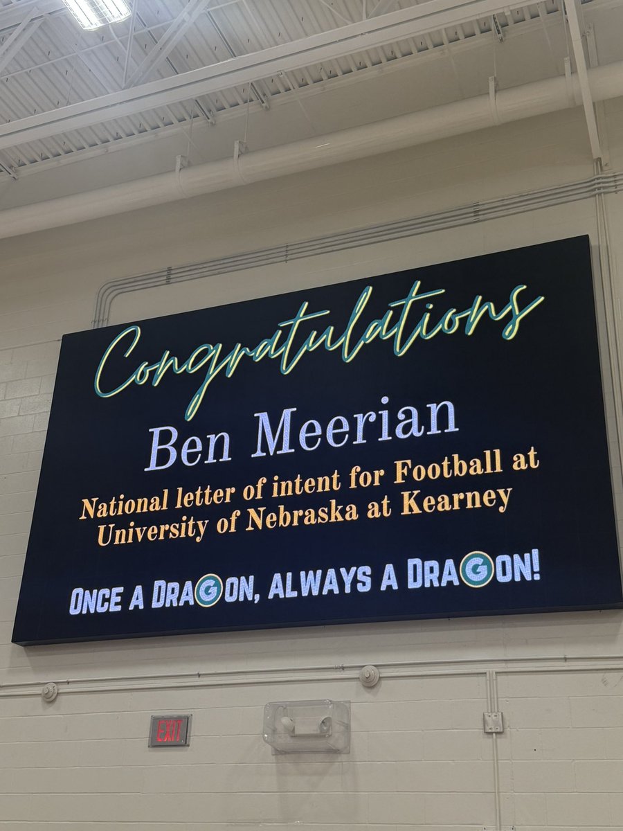 Gretna HS Activities (@gretnadragonad) on Twitter photo Congratulations to Ben Meerian, his family, and his coaches for signing to continue his education and play football at <a href="/UNKearney/">University of Nebraska at Kearney</a>. We are proud of you Ben! Congratulations to Ben Meerian, his family, and his coaches for signing to continue his education and play football at <a href="/UNKearney/">University of Nebraska at Kearney</a>. We are proud of you Ben!