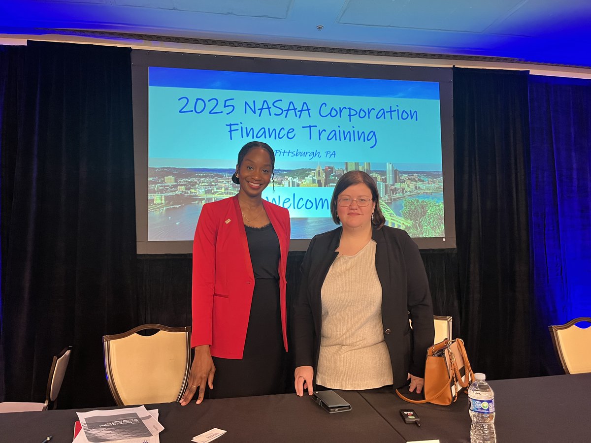 Dr. Miranda Reiter and doctoral student Morgen Nations lead an engaging audience of in-person and online state regulators in Pittsburgh at yesterday's NASAA Finance Corporation Training.
