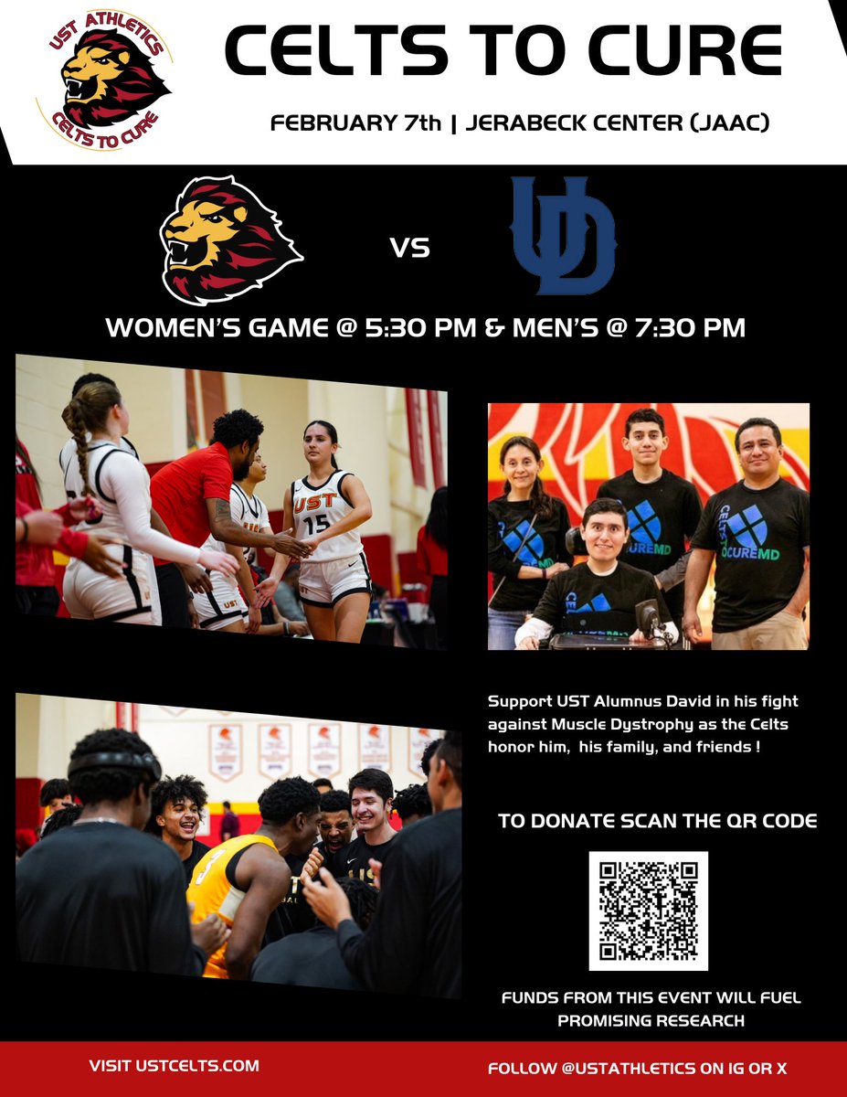 UST Athletics (@ustathletics) on Twitter photo Our Annual Celts To Cure is Back! Join us Friday Feb 7th where we will get a chance to honor David and support his fight against Muscle Dystrophy.
<a href="/USTWBB/">UST Women's Basketball</a> <a href="/USTceltsMBB/">UST Men's Basketball</a>
#celtculture #GoCelts Our Annual Celts To Cure is Back! Join us Friday Feb 7th where we will get a chance to honor David and support his fight against Muscle Dystrophy.
<a href="/USTWBB/">UST Women's Basketball</a> <a href="/USTceltsMBB/">UST Men's Basketball</a>
#celtculture #GoCelts