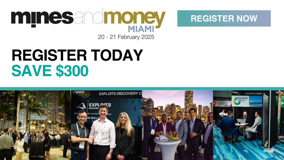 Join investors, mining companies, and industry experts for two days of networking at Mines and Money Miami. 💰 Register before February 10 and save $300 on your pass - hubs.ly/Q035nKbN0

View the program - hubs.ly/Q035nJ3T0

#MinesandMoney #MinesandMoneyMiami