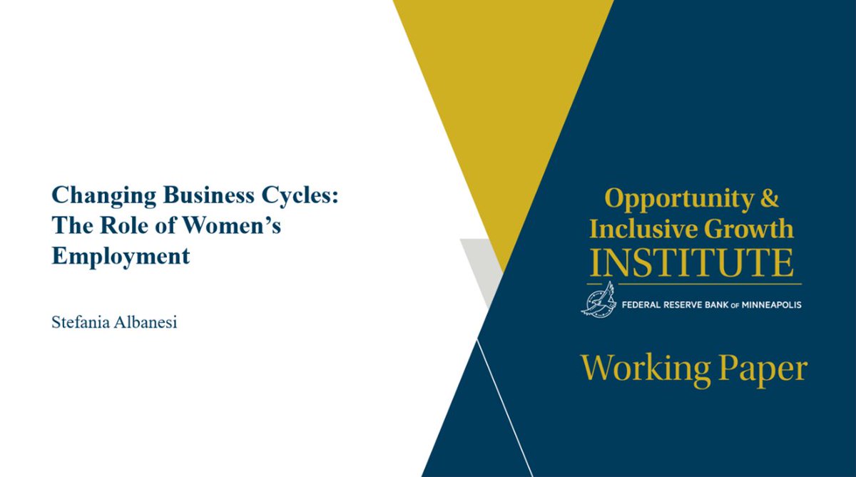 Men’s hours have always recovered slowly after recessions. But women did not see hours decline until growth in female LFP stopped in 1990s. Since then, women's hours decline in recessions too, explaining "jobless recoveries." Read Albanesi's new paper: bit.ly/3Cd8MXH