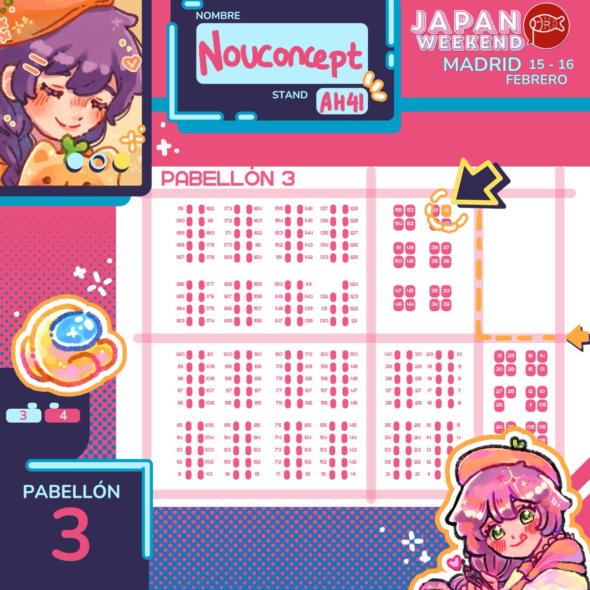 nouconcept's tweet photo. @JW_Arte ¡Holi, soy Nou y estaré en el AH41 del Pabellón 3! 🧡✨ Es mi segunda vez en una Japan y primera en Artist House, así que estoy muy emocionada 🥹

¡Acepto reservas hasta el jueves 13! Podéis ver el resto del catálogo en el siguiente tweet 🍊⬇️ https://t.co/YCZLY1ouDc