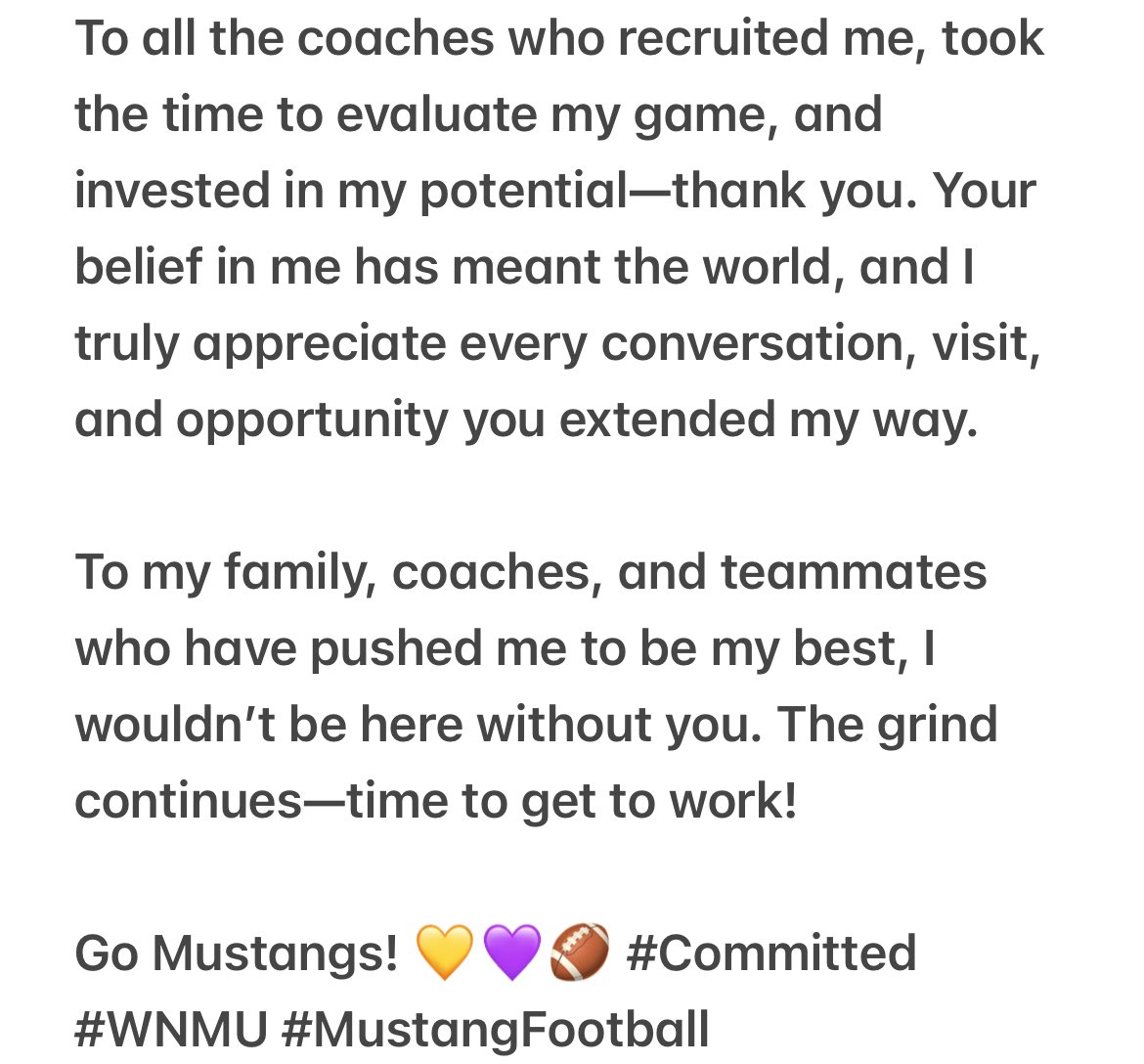 Bentley Corbin (@bentleycorbin21) on Twitter photo Honored to Announce My Commitment to Western New Mexico University🟡🟣🐴‼️<a href="/coach_bhickman/">Billy Hickman</a> <a href="/d_hunter32/">Coach Hunter</a> <a href="/gavinlutman18/">Coach Gavin Lutman</a> <a href="/The_Coach_Boyle/">Coach Boyle</a> <a href="/Coach_Clift/">Chris Clift</a> <a href="/evanschweers_/">Evan Schweers</a>
I am beyond grateful and excited to announce my commitment to continue my football career at Western New Mexico Honored to Announce My Commitment to Western New Mexico University🟡🟣🐴‼️<a href="/coach_bhickman/">Billy Hickman</a> <a href="/d_hunter32/">Coach Hunter</a> <a href="/gavinlutman18/">Coach Gavin Lutman</a> <a href="/The_Coach_Boyle/">Coach Boyle</a> <a href="/Coach_Clift/">Chris Clift</a> <a href="/evanschweers_/">Evan Schweers</a>
I am beyond grateful and excited to announce my commitment to continue my football career at Western New Mexico