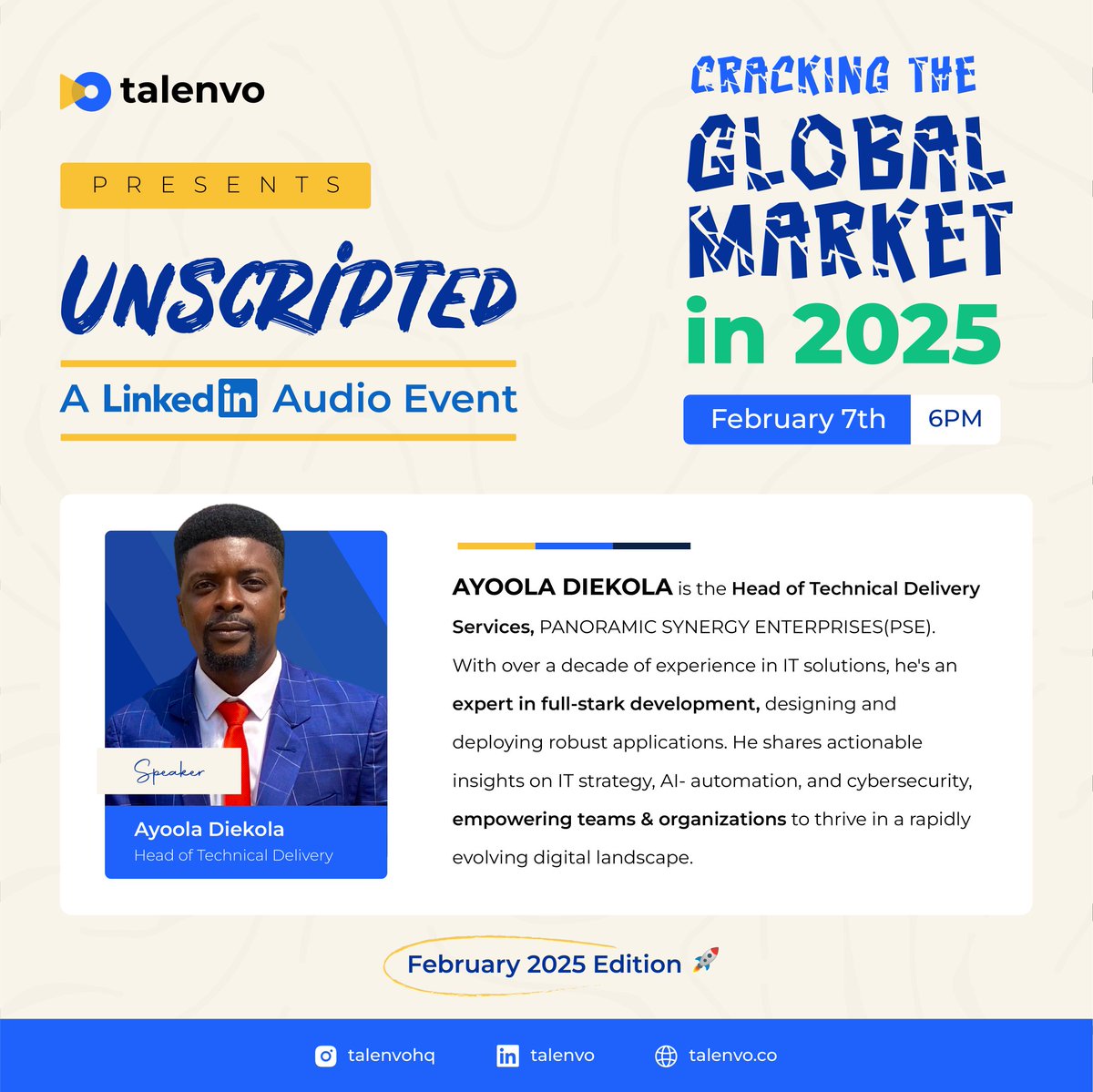 talenvo's tweet image. 2️⃣Days to one of the most impactful webinars you&apos;ll ever come across📌

If you find yourself caught up in the buzz of new technology unfolding almost every day and wondering how to navigate in #globaltech, here is someone you should prepare to listen to.
Don&apos;t miss out!