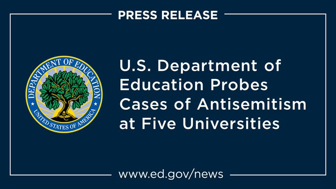 MarkSunil6's tweet photo. Today, ED is putting all schools on notice: We will not stand by idly if schools fail to combat antisemitism.   https://t.co/zAU9Y72qLS https://t.co/Cvbc3tKA67
