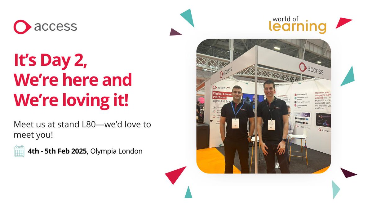 Access_LMS's tweet image. 🚨 It’s the final day of World of Learning 2025 at Olympia London! 🚨
 
Head over to Stand L80 and discover the power of Access Learning.

#AccessLearning #WorldOfLearning  #WOL25