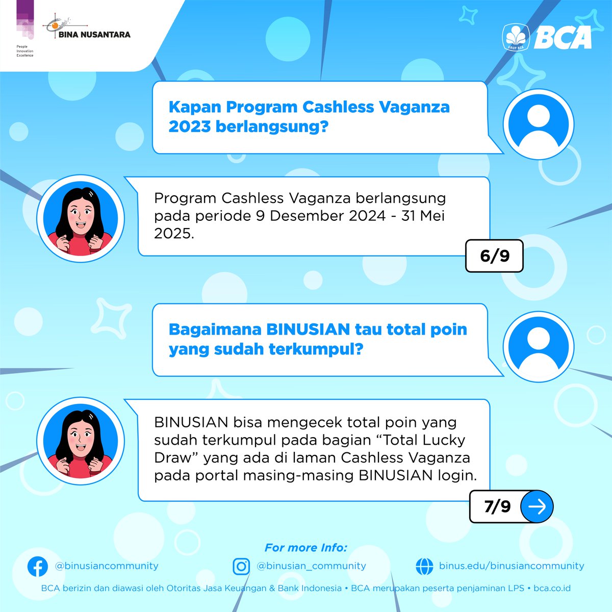 binusiancard's tweet image. ❓ Masih bingung soal pendaftaran Cashless Vaganza 2024?
Tenang! Semua jawabannya sudah ada di sini. Swipe &amp;amp; cari tahu selengkapnya! 👀👇

💳 Siap menikmati pengalaman cashless yang lebih seru? Yuk daftar sekarang! 🚀

#CashlessVaganza2024 #FAQTime #GakPakeRibet