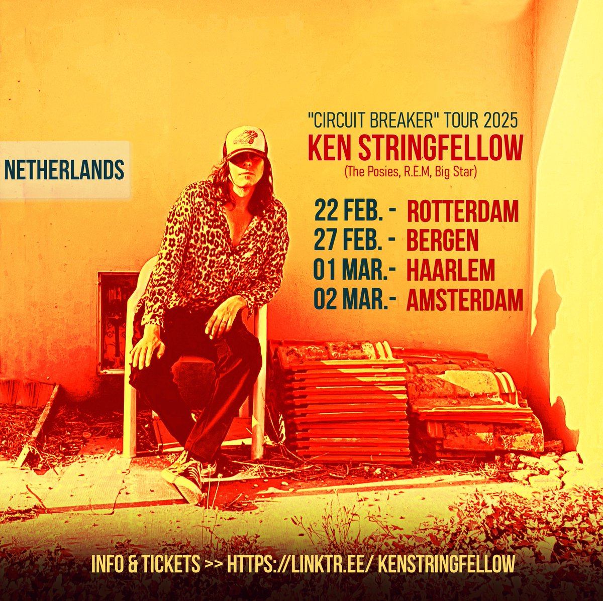 Just announced! I'll be doing 4 shows in #holland as part of my CIRCUIT BREAKER tour 

Feb 22 <a href="/SoundVilleRdam/">SoundVille Rotterdam</a> 
27 <a href="/tavernebergen/">Taverne Bergen</a> 
Mar 1 <a href="/NorthEndHaarlem/">North End Haarlem</a> 
2 De Nieuwe KHL, Amsterdam

 linktr.ee/kenstringfellow for all my upcoming shows!