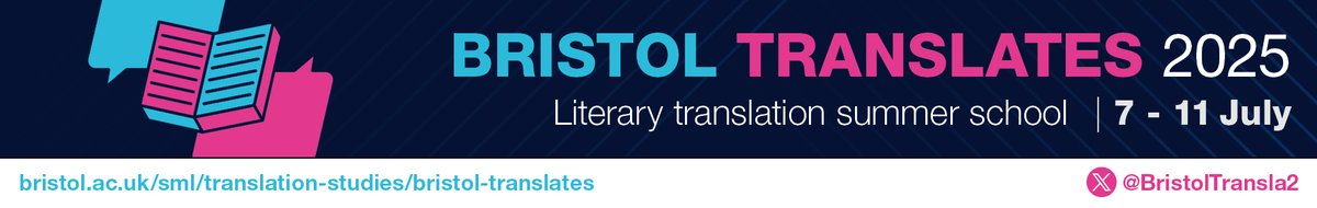 Bristol Translates (@bristoltransla2) on Twitter photo 🚨 Applications for Bristol Translates 2025 are now open!
Join us for a 5 day online summer school from 7 to 11 July 2025. There will be three days of translation workshops in eleven languages with leading translators in each language. <a href="/RosSchwartz/">Ros Schwartz</a> <a href="/Holly_Langstaff/">Holly Langstaff</a> 🚨 Applications for Bristol Translates 2025 are now open!
Join us for a 5 day online summer school from 7 to 11 July 2025. There will be three days of translation workshops in eleven languages with leading translators in each language. <a href="/RosSchwartz/">Ros Schwartz</a> <a href="/Holly_Langstaff/">Holly Langstaff</a>