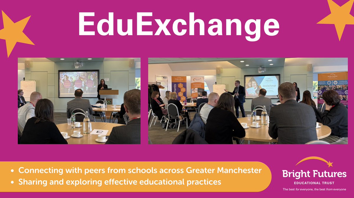 Delighted to welcome colleagues from across Greater Manchester to our #EduExchange here at @AGGSchool

A wonderful opportunity to;
💫Bring people together
💫Connect
💫Share good practice

#WeAreBrightFutures