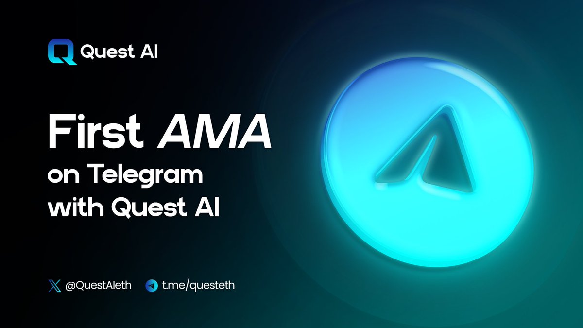 Exciting Announcement: Quest AI’s first AMA!🔹

We’re hosting Quest AI’s first official AMA this Thursday at 6pm UTC! And it’s even better, this will be a joint AMA with AltCTRL!🤝

Our amazing host Adam will guide the session, so get ready to dive deep into everything Quest AI