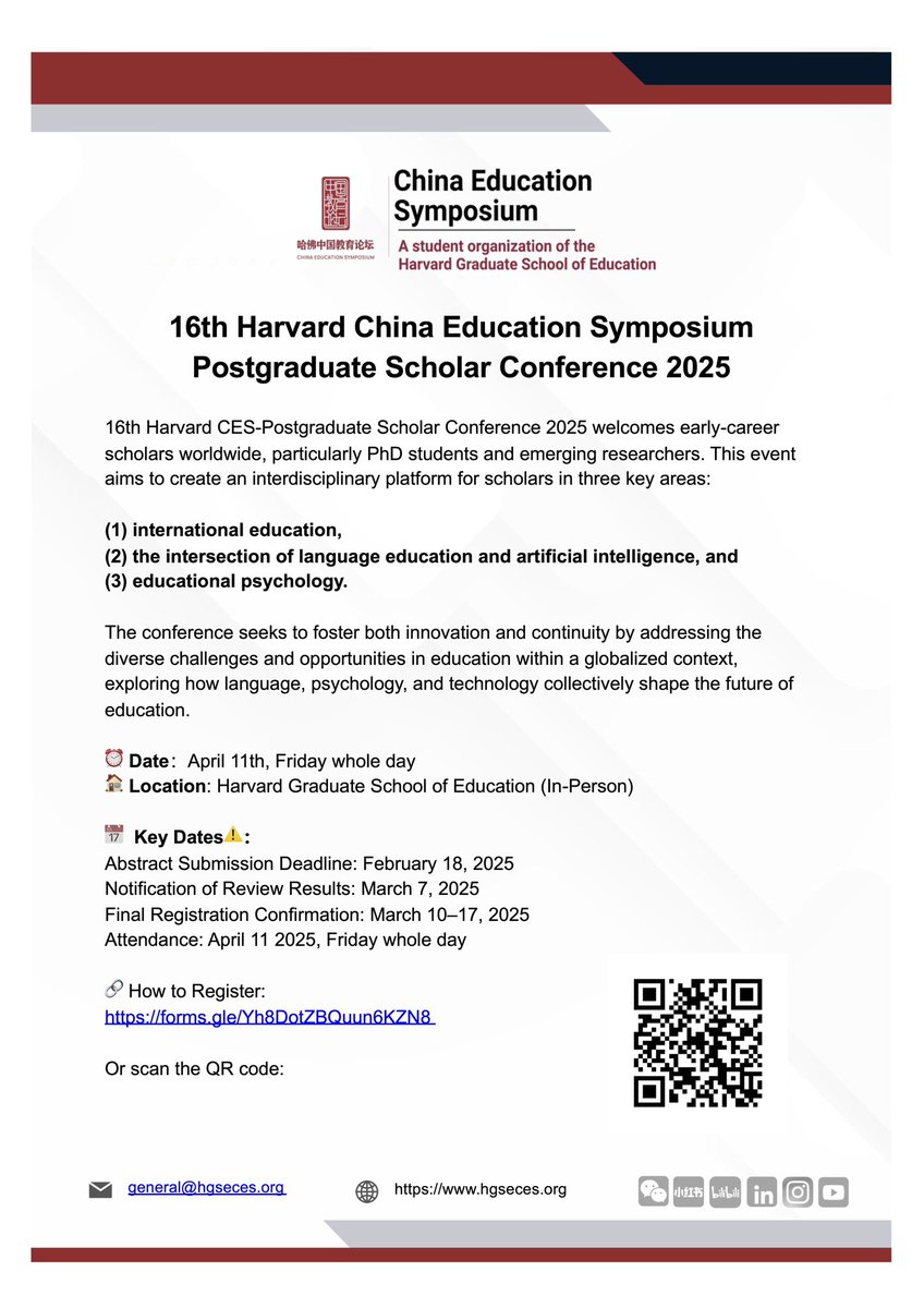 Luman Zhou (@mandy_lumanzhou) on Twitter photo Havard postgraduate scholar conference 2025. 🔗 How to Register: lnkd.in/ey_QVnd5 <a href="/UoMChina/">Manchester China Institute</a> @BERAHighEd <a href="/BERANews/">BERA</a> <a href="/ASHEoffice/">ASHE</a> @HUMS_DocAcad <a href="/ScholarshipfPhd/">Scholarship for PhD</a> <a href="/BC_CIHE/">Center for International Higher Education</a> @har Havard postgraduate scholar conference 2025. 🔗 How to Register: lnkd.in/ey_QVnd5 <a href="/UoMChina/">Manchester China Institute</a> @BERAHighEd <a href="/BERANews/">BERA</a> <a href="/ASHEoffice/">ASHE</a> @HUMS_DocAcad <a href="/ScholarshipfPhd/">Scholarship for PhD</a> <a href="/BC_CIHE/">Center for International Higher Education</a> @har