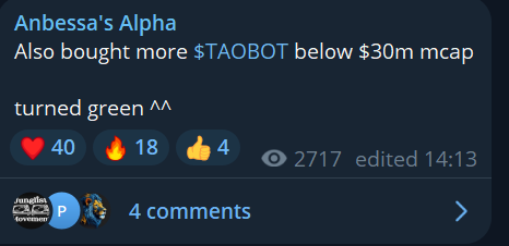 Anbessa100's tweet photo. Buying $TAOBOT dips is great for your health. Accumulating a top tier gem at a $1m mcap with the highest conviction and watching it rally to $100m+ is a beautiful thing.

Current ATH: $64M mcap. Bought the dip around $28m, now back up at $42m mcap.

HIGHER!! https://t.co/LNgvifLmvF