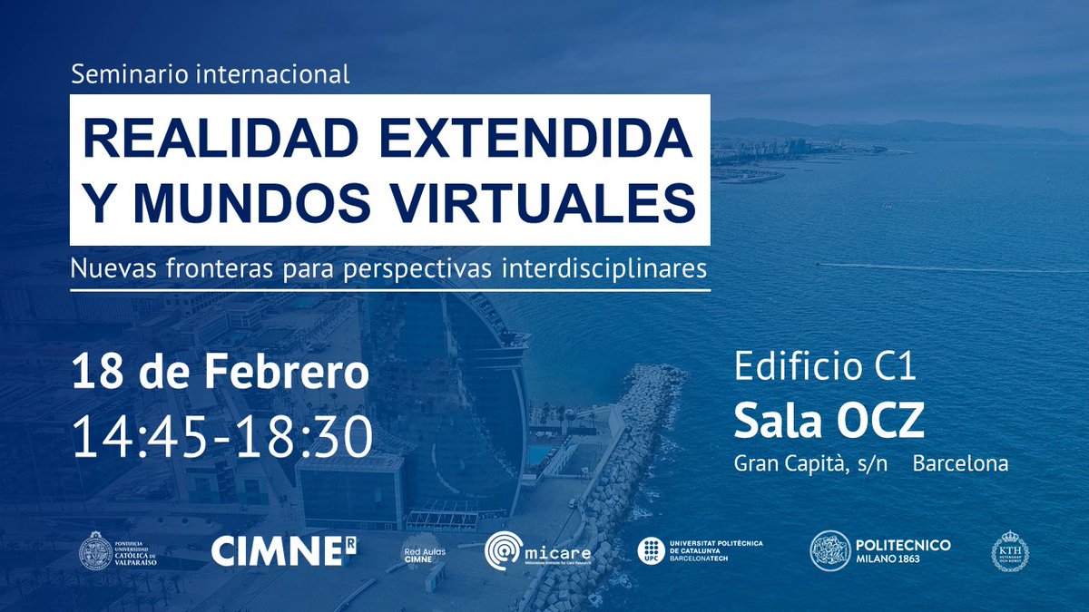 📢 ¡No te pierdas el seminario sobre Realidad Extendida y Mundos Virtuales! 

📅 18 de febrero de 2025
📍 CIMNE, UPC Campus Nord, Barcelona
🎟️ Gratis con inscripción previa

Descubre aplicaciones innovadoras con expertos internacionales.

Regístrate 👉 ja.cat/ZxbQn