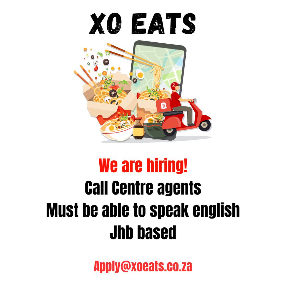 Launching soon. Apply today. Closing date for applications is thursday. Mail cv to Apply@xoeats.co.za  <a href="/xoeatsza/">xoeats</a>