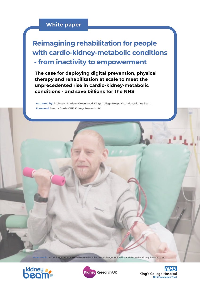 kidneybeam_'s tweet image. As a rapid rise in costs of treating cardio-kidney-metabolic disease threatens to overwhelm the #NHS by 2033, a new paper by @sharleneuk, with foreword by @cranford59 of @Kidney_Research, proposes a digital rehab solution that could save 100s of £millions: tinyurl.com/2uytft3k