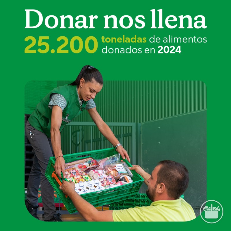 Donar nos llena. 💚 En este 2024:
🍏 25.200 toneladas de alimentos donados en España y Portugal.
🤝 847 entidades sociales trabajando codo a codo.
¡Gracias a todos los que lo hacen realidad! bit.ly/4aMBjQy

#Mercadona #DonarNosLlena