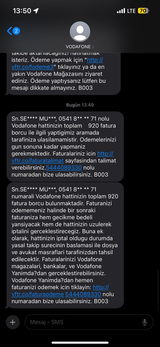 serkan MST Ћץґи (@mstserkan) on Twitter photo Fazla olmaya basladınız gene <a href="/VodafoneDestek/">Vodafone Destek</a> <a href="/VodafoneTR/">Vodafone Türkiye</a> arayıp borcum olmadıgı halde ne tehdit ediyorsunuz? Fazla olmaya basladınız gene <a href="/VodafoneDestek/">Vodafone Destek</a> <a href="/VodafoneTR/">Vodafone Türkiye</a> arayıp borcum olmadıgı halde ne tehdit ediyorsunuz?