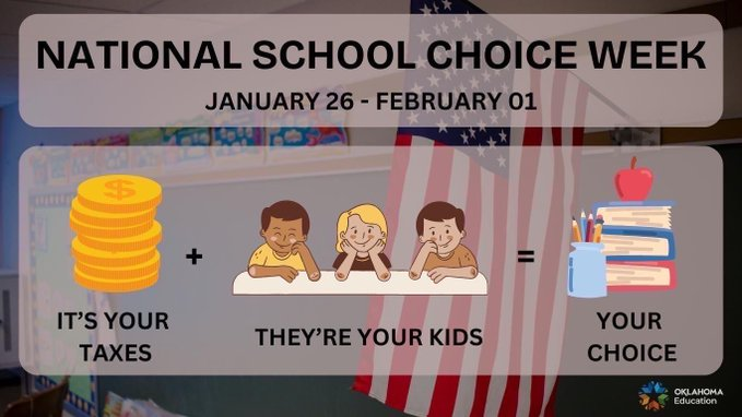 MarkSunil6's tweet photo. Happy National School Choice Week! 📚📷 Every Oklahoma family deserves the freedom to choose the right education for their kids. Empowering parents means unlocking opportunities for every child to thrive! #OKED #SchoolChoice #SchoolChoiceWeek https://t.co/bCyGkuhohA