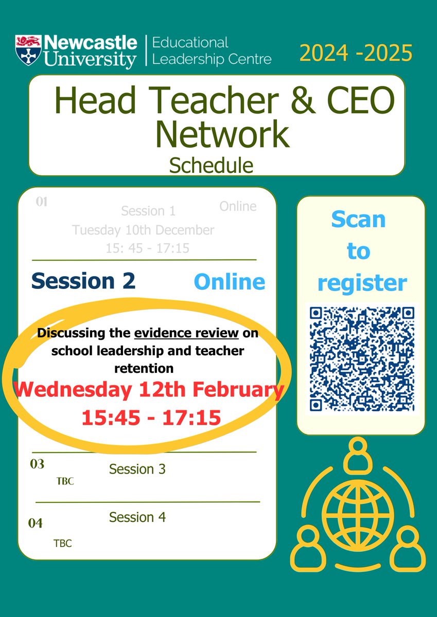 Are you a....
1️⃣ Head Teacher or CEO
2️⃣ In an educational setting
3️⃣ Based in the North East of England

Join us where we will be discussing the evidence review on school leadership and teacher retention, please click 👉tinyurl.com/mw2npd56 to read more!

#Leadership
#Educate