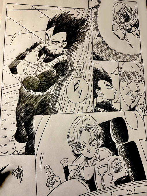 「ドラゴンボールZカカロット」の未来に帰るトランクスのシーンを漫画風にしてみた。 