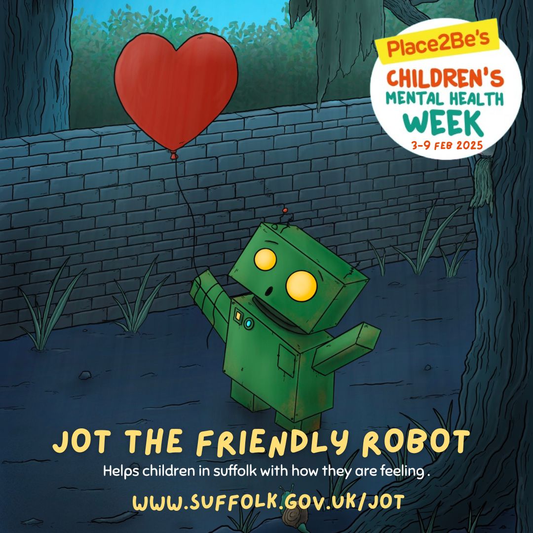 NHS SNEE ICB - Ipswich and east Suffolk (@sneeicb_ies) on Twitter photo Jot the friendly robot gives wellbeing tips to primary-school-aged-children about managing big feelings.
#ChildrensMentalHealthWeek
<a href="/suffolkcc/">Suffolk CC</a> <a href="/SCCPublicHealth/">Healthy Suffolk</a> <a href="/NSFTtweets/">NSFT mental health</a> <a href="/HWSuffolk/">Healthwatch Suffolk</a> <a href="/IpswichGov/">IpswichGov</a> <a href="/EastSuffolk/">East Suffolk Council</a> <a href="/ESNEFT/">East Suffolk and North Essex NHS Foundation Trust</a> @SuffolkLibrary Jot the friendly robot gives wellbeing tips to primary-school-aged-children about managing big feelings.
#ChildrensMentalHealthWeek
<a href="/suffolkcc/">Suffolk CC</a> <a href="/SCCPublicHealth/">Healthy Suffolk</a> <a href="/NSFTtweets/">NSFT mental health</a> <a href="/HWSuffolk/">Healthwatch Suffolk</a> <a href="/IpswichGov/">IpswichGov</a> <a href="/EastSuffolk/">East Suffolk Council</a> <a href="/ESNEFT/">East Suffolk and North Essex NHS Foundation Trust</a> @SuffolkLibrary