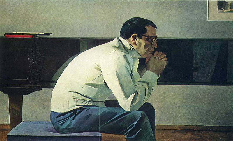 'Portrait of the composer Gara Garayev' (🇦🇿: Bəstəkar Qara Qarayevin portreti), painted by Azerbaijani artist Tahir Salahov. 
Stored in the State Tretyakov Gallery in Moscow, Russia🇷🇺.