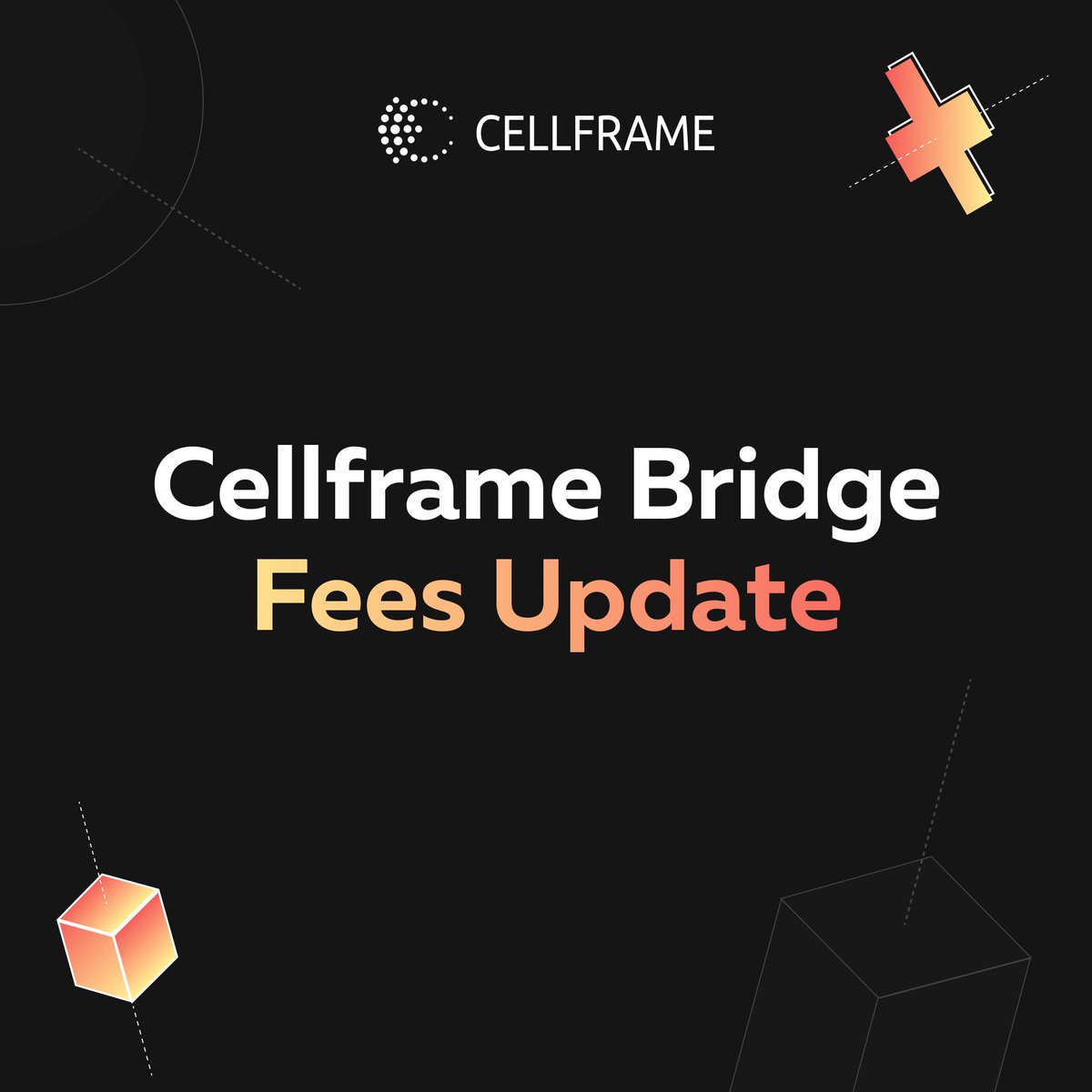 We have updated the fees for the Cellframe Two-Way Bridge Mode (bridge.cellframe.net). For deposits into CF-20, we now apply only a fixed fee for each token. For withdrawals from CF-20, both a fixed fee and a percentage-based fee (0.5% for all tokens) will be charged. This
