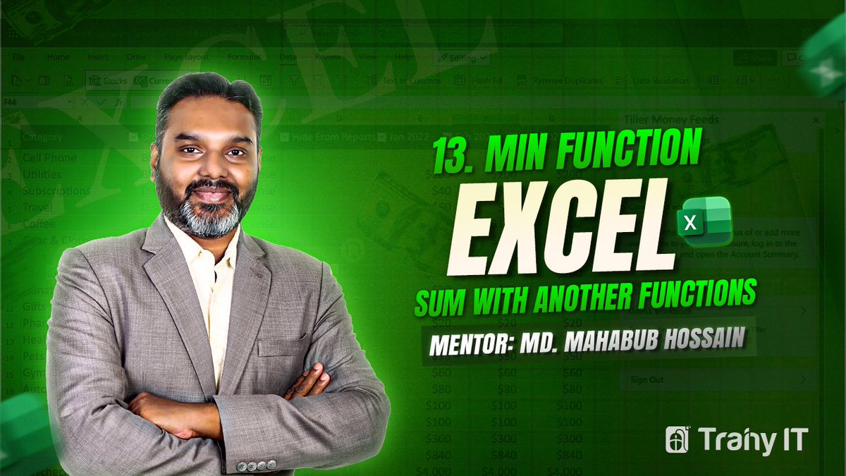trainyit's tweet image. 🎯 Excel-এ MIN ফাংশন ব্যবহার করে সঠিক গড় (Average) হিসাব করুন! 🚀✨
#trainyit #exceltips #minfunction #dataanalysis #microsoftexcel365 #excelfunctions #bengaliexceltips