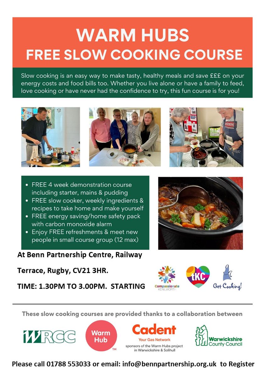 Please call 01788 553033 or email: info@bennpartnership.org.uk  to Register