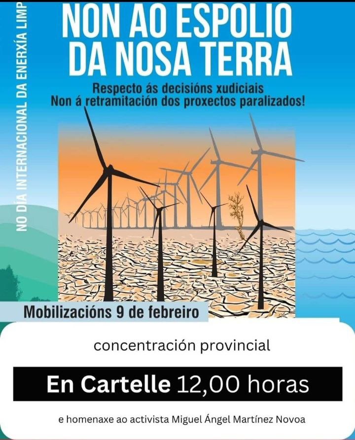 Tras o aprazamento por mor do temporal, Eólica Así Non convoca unha nova xeira de mobilizacións contra o espolio da Nosa Terra. Vémonos en Cartelle!!!