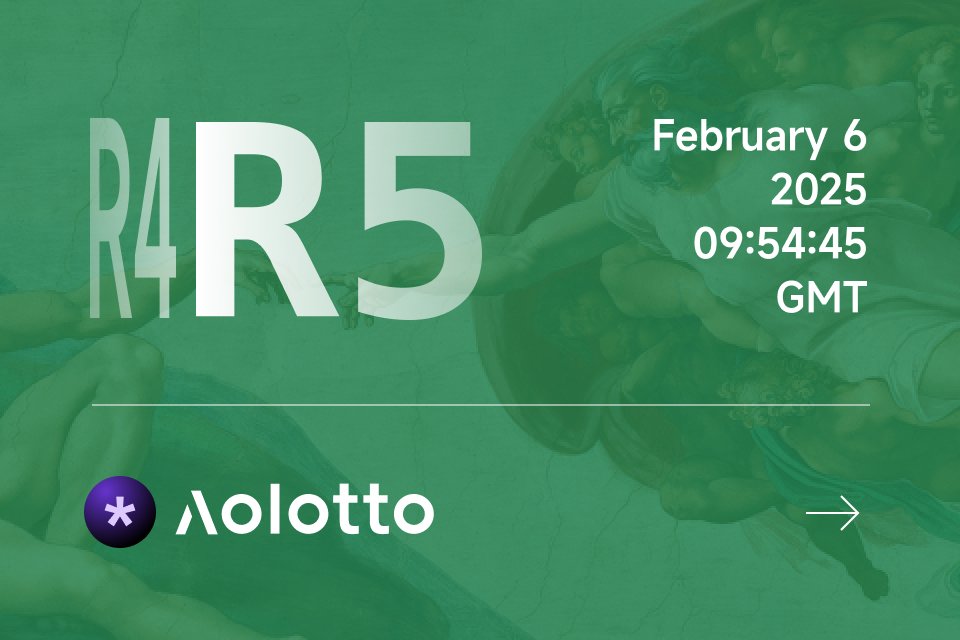 aolotto_dao's tweet photo. 🏁 The draw time for #Aolotto #R4 is fixed at 2025/2/6 09:54:45 GMT. Are you ready for #R5 next? 👉https://t.co/xT1AjBoSQH ，R4's wager hits $1826 in under an hour, surpassing the $1790.3 target. Aolottors are unstoppable! 🚀🔥