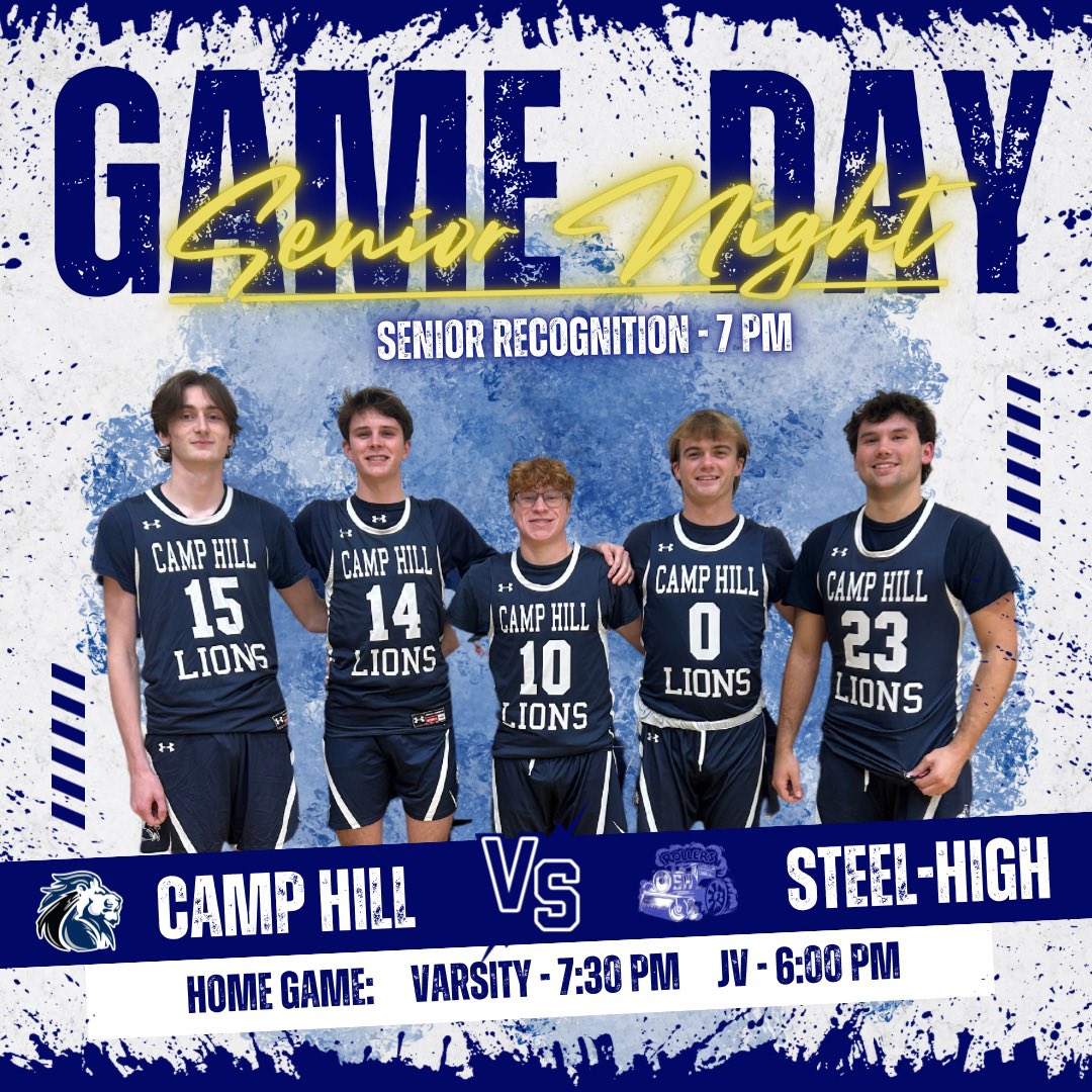 It's Game Day! The Lions will host the Rollers of Steel-High in their final home game of season. Come out to support the team and celebrate our seniors one last time! It’s 50¢ dog night 🌭 as well.
Senior Recognition: 7 PM 
Game Times: JV - 6:00 / Varsity 7:30
