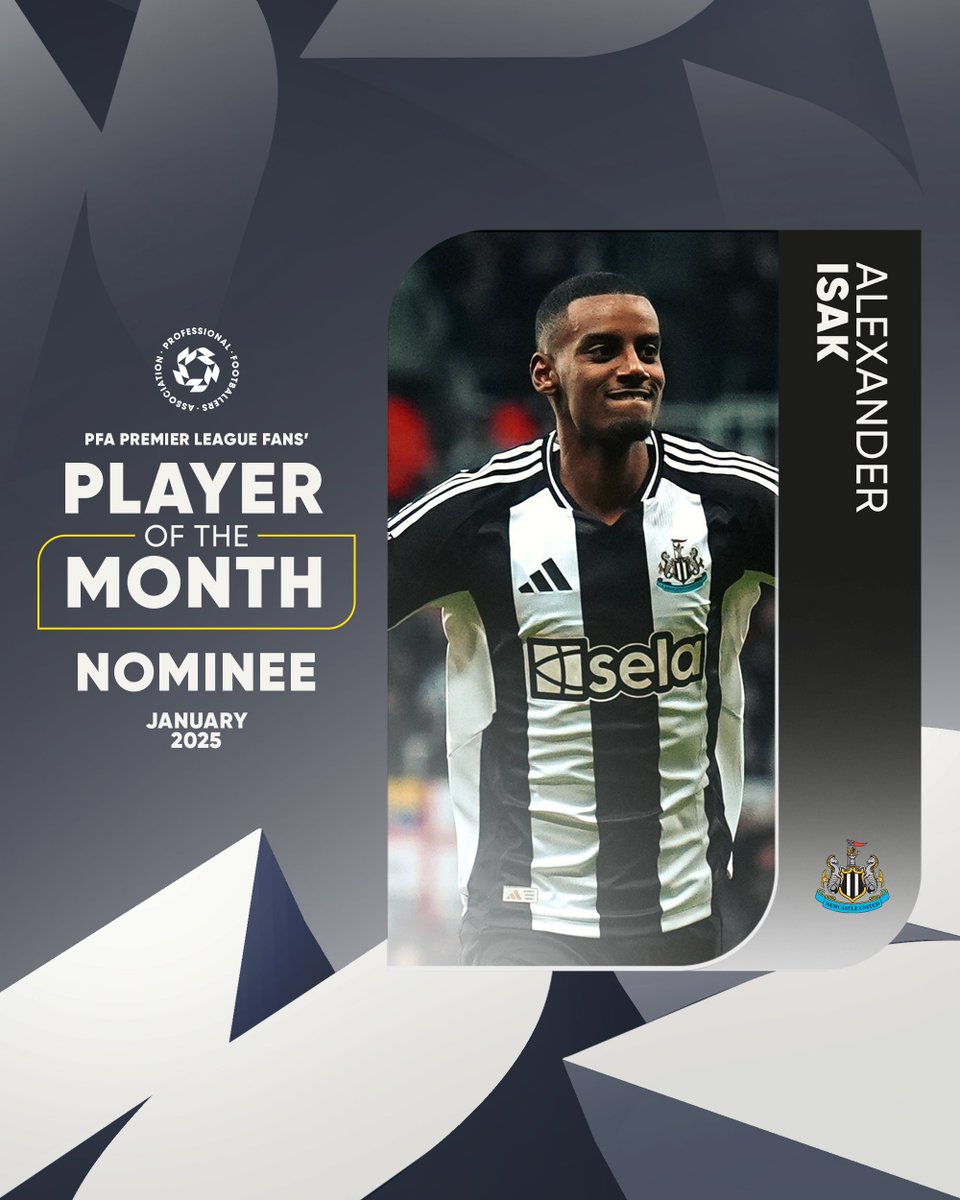 NUFC's tweet image. Alex Isak has been nominated for the @PFA Premier League Fans&apos; Player of the Month award for January! 🔥