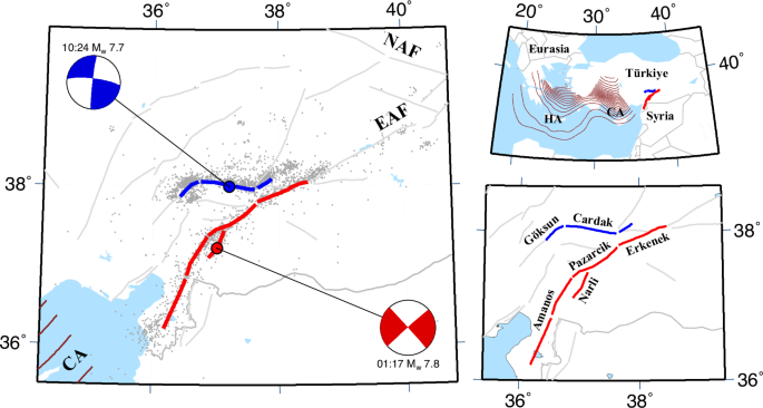 CommsEarth's tweet photo. The 2023 Mw 7.8–7.7 Kahramanmaraş earthquakes were loosely slip-predictable https://t.co/YehdiCyhLt https://t.co/UaqXz6AtD8