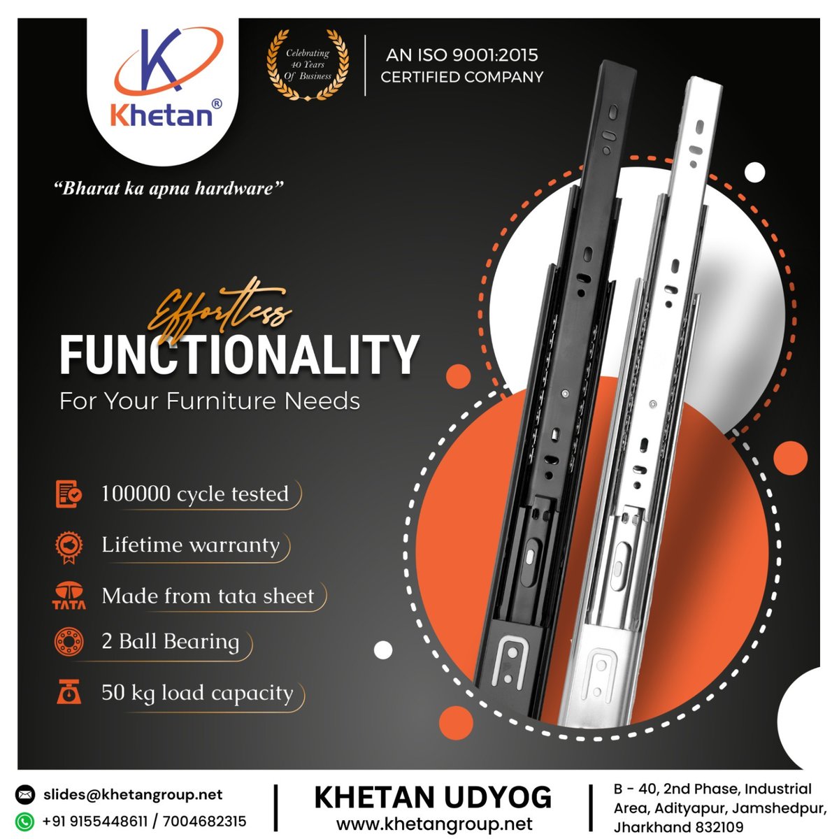 HardwareSamachr's tweet image. When performance is important, trust #Khetan! Choose the best telescopic channels for a flawless experience.
#KhetanGroup #KhetanHardware #TelescopicChannel #DrawerHardware #FurnitureFittings #ArchitecturalHardware #PremiumHardware #HardwareManufacturer #KhetanUdyog #Jamshedpur