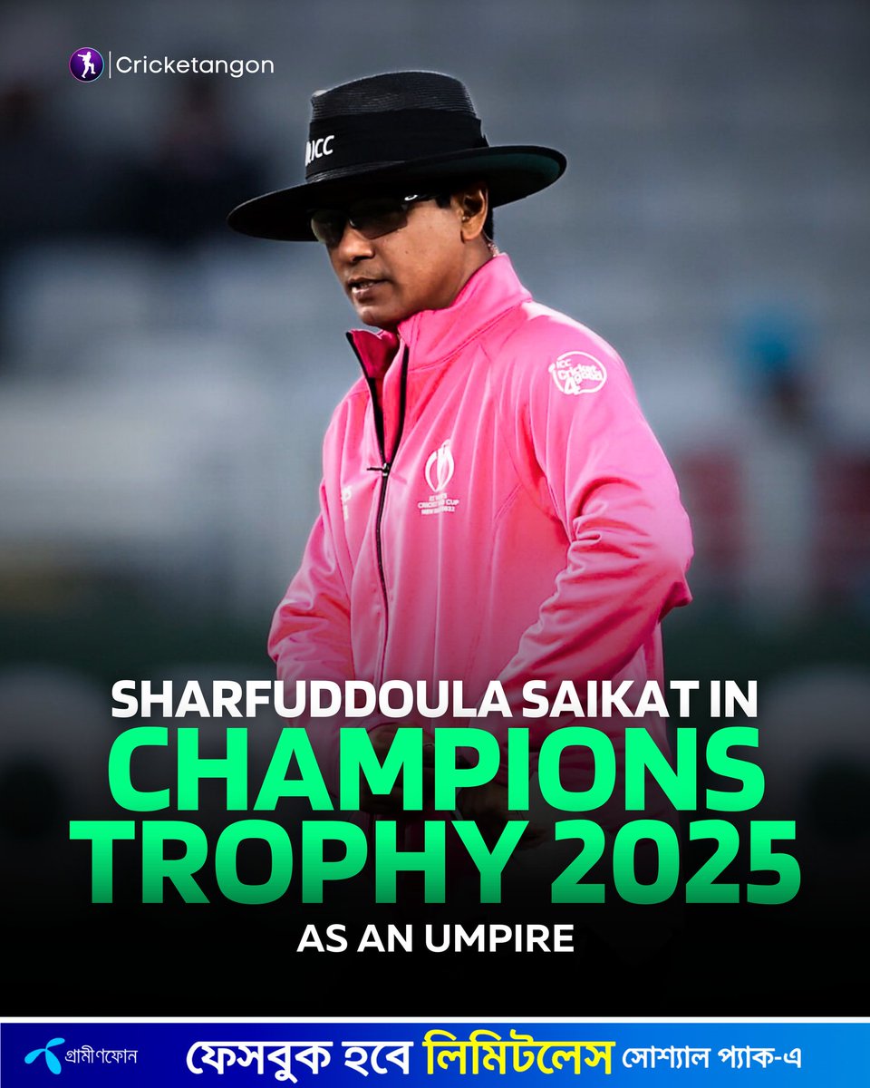 cricketangon's tweet image. Sharfuddoula Ibn Shahid Saikat, the 🇧🇩-umpire in the ICC Elite Panel of Umpires, will officiate in the #CT25.