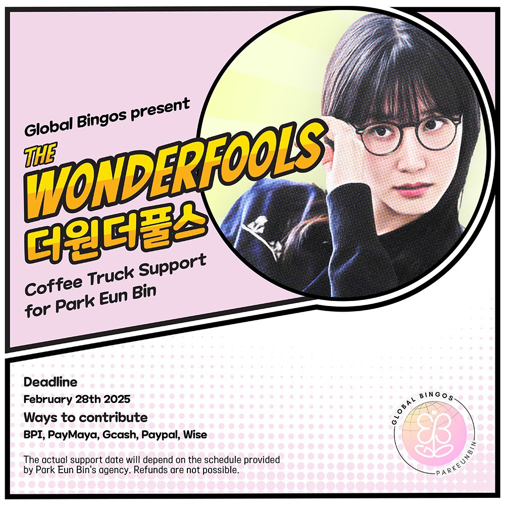 Park Eun Bin | Global Bingos (@globalbingos) on Twitter photo Hi Bingos! ๐ธ๐
Spring is near, & itโs time to unite for #ParkEunBinโs <#TheWONDERfools>! ๐ฌโจ Weโve applied to send a support truck for spring filming! ๐๐
๐ Coffee/Food Truck Support โ๐ช๐ธ
๐
Deadline: Feb 28, 2024
Want to contribute? Fill out the form below! โฌ๏ธ
๐ Hi Bingos! ๐ธ๐
Spring is near, & itโs time to unite for #ParkEunBinโs <#TheWONDERfools>! ๐ฌโจ Weโve applied to send a support truck for spring filming! ๐๐
๐ Coffee/Food Truck Support โ๐ช๐ธ
๐
Deadline: Feb 28, 2024
Want to contribute? Fill out the form below! โฌ๏ธ
๐